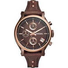 Fossil Jam Tangan Wanita ES4286 Original Boyfriend Sport Chronograph Brown Leather Watch