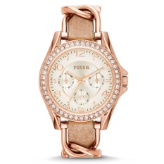 Fossil Jam Tangan Wanita Fossil ES3466 Riley Multi-Function Sand Dial Bone Leather Ladies Watch
