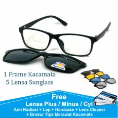 Frame Kacamata Baca Minus Anti Radiasi Komputer Clip On 5 Lensa Warna Sunglass Polaroid Night View 2215