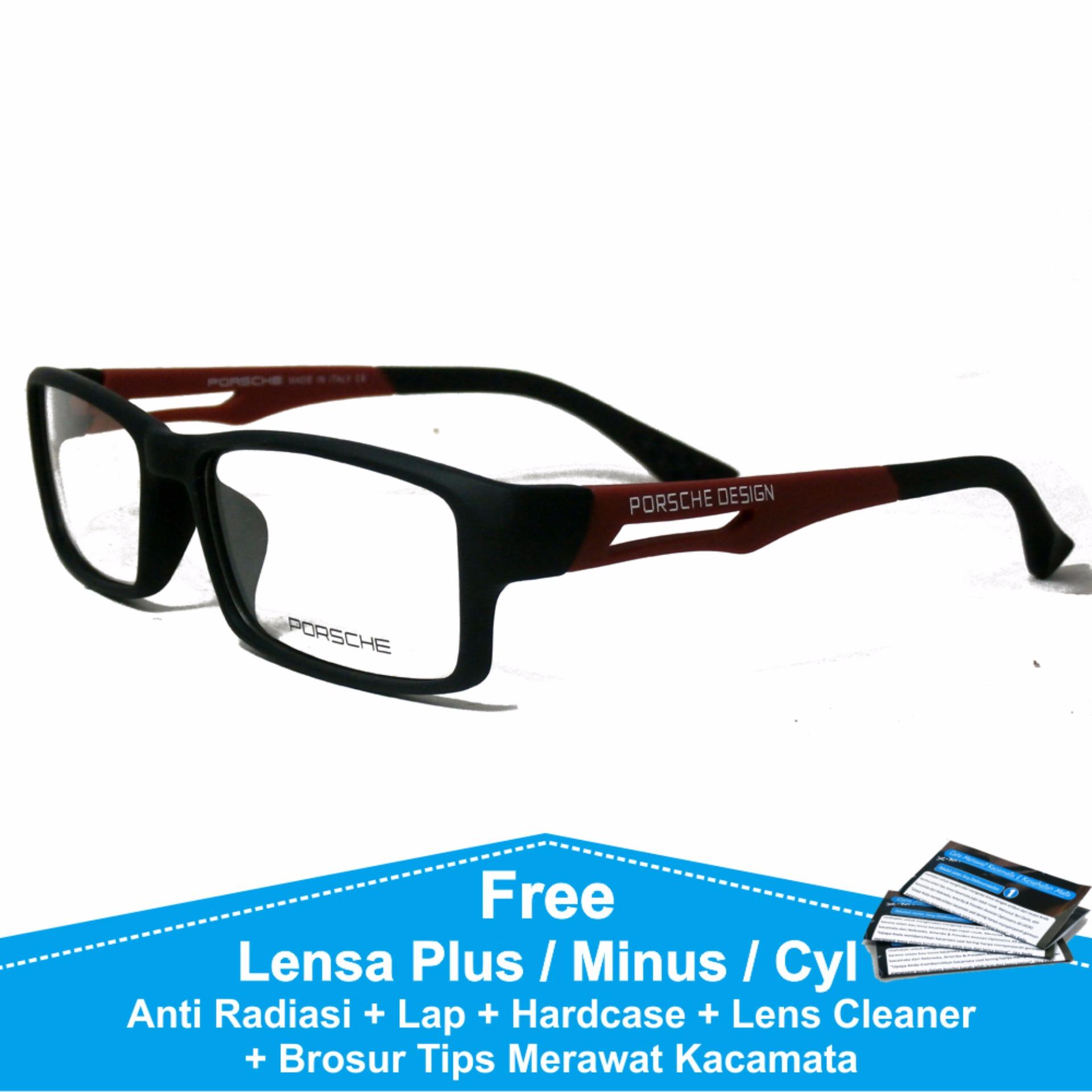 Frame Kacamata Baca / Plus / Minus Sporty Anti Radiasi Komputer Porsche Design P837 Merah