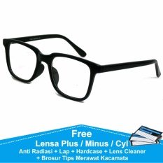 Frame Kacamata Baca / Plus / Minus Vintage Kotak Anti Radiasi Komputer 75045 Hitam