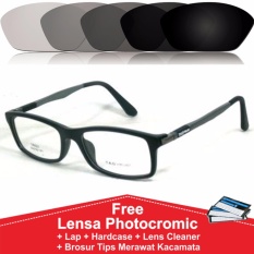 Frame Kacamata Photocromic / Photogrey / Fotogrey Minus Kotak Anti Radiasi Komputer TG521 Hitam