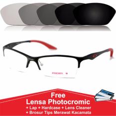 Frame Kacamata Photocromic / Photogrey / Fotogrey Minus Sporty Anti Radiasi Komputer Berubah Warna Ducati Half Hitam Merah