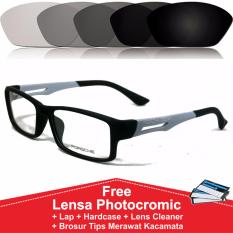 Frame Kacamata Photocromic / Photogrey / Fotogrey Minus Sporty Anti Radiasi Komputer Berubah Warna Porsche Design P837 Abu Abu