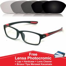 Frame Kacamata Photocromic / Photogrey / Fotogrey Minus Sporty Anti Radiasi Komputer Berubah Warna Puma P833 Red