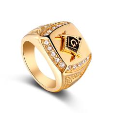 Freemason Cincin CZ Berlian Pria Emas Masonic Perhiasan-Internasional