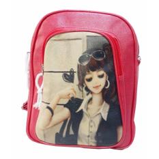 Freeshop Ransel Tas Funny Girl Kanvas Tas Sekolah Berlibur Bahu Bag Red - S302