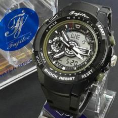 Fujitec Jam Tangan Murah Anti Air Original tipe FJ 2 - Pemakaian Pria - Black Green