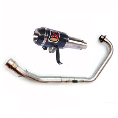 FULL SYSTEM Knalpot Racing Akrapovic GP M1 Lorenzo Carbon Sticker Untuk Motor 150cc Honda CB150R , Yamaha Vixion , R15 , Suzuki Satria , DLL