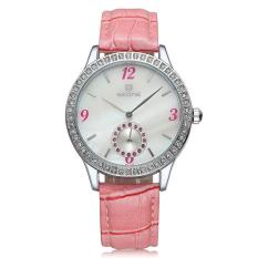 Fuskm SKONE Merek 2015 Baru Diamond Watches Independen FASHION LADY Jam Tangan Kecil Dial Atas Nama (SilverPink)