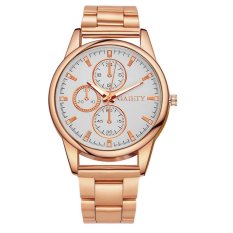 GAIETY Golden Silver Quartz Watch Women Men Steel Dress Watch(Rosegold) - intl