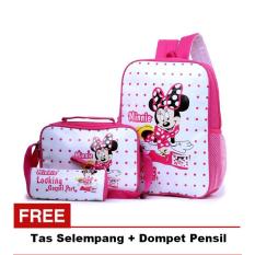 Garsel Tas Ransel Backpack Sekolah Perempuan Lucu GWI5863 - Plus Gratis Tas Selempang dan Dompet Pensil - Pink