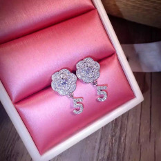 Gaya Channel S925 Elegan Angka Mawar Bunga Anting Sterling Perak Anting