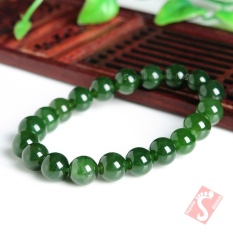 Gelang Batu Giok Hijau Lumut Hijau Asli Nefrite Jade Aceh Jade Green Original diameter 8mm