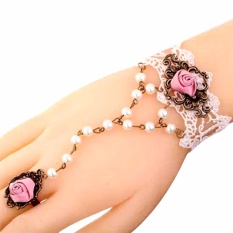 Gelang Cincin Choker Renda Pink - Aksesoris Wanita Fashion Korea Perhiasan Pesta Murah Kado