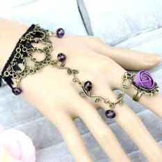 Gelang Cincin Choker Renda Ungu - Aksesoris Wanita Fashion Korea Perhiasan Pesta Murah Kado