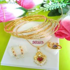 Gelang Keroncong Lapis Emas Set Perhiasan Permata Merah SG203