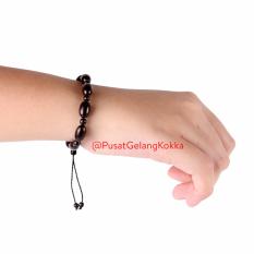 Gelang Kokka Asli Buah Kayu Koka-Kaukah Oval Bulat Hitam