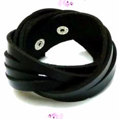 Gelang Kulit Hitam Lilit - Gelang Pria Macho Perhiasan Wanita Aksesoris Punk Kado Unik Murah