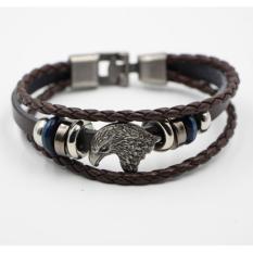 Gelang Pria Cowok Kulit Tali Motif Retro Bahan Faux Leather - Type 1