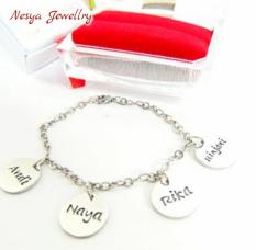 Gelang Tali Persahabatan ~ Ukir Nama ~ Lapis Emas Putih ~ Nesya Jewellry