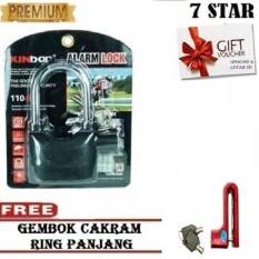 Gembok Kinbar Anti Maling Gembok Alarm RING PANJANG ORIGINAL 100% Suara Mantap + FREE Gembok Cakram Ring Panjang 1Pcs