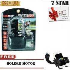 Gembok Kinbar Anti Maling Gembok Alarm RING PANJANG ORIGINAL 100% Suara Mantap + FREE Holder Motor Spion 1Pcs