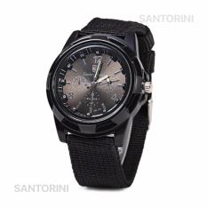 Gemius Army Jam Tangan Pria Military Analog Sport Canvas Belt Luminous Quartz Men Wrist Watch - BLACK