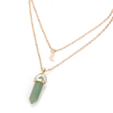 Gemstone Rock Alami Penyembuhan Batu Kristal Kuarsa Titik Cakra Liontin Kalung (Hijau)-Intl
