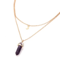 Gemstone Rock Alami Penyembuhan Batu Kristal Kuarsa Titik Cakra Liontin Kalung (ungu)-Intl