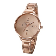 GENEVA Cross Skala Sederhana Paduan Jam Meja Jam Tangan Yang Bagus untuk Wanita Jam QUARTZ Watch-Rose Gold-Intl