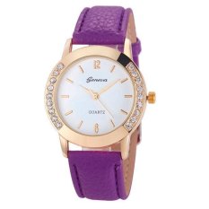 Geneva Wanita 4 Warna Tinggi Pinggang Karir Rok Pendek Slim Berlian Kuarsa Kulit Analog Wrist Watch Jam Tangan Ungu