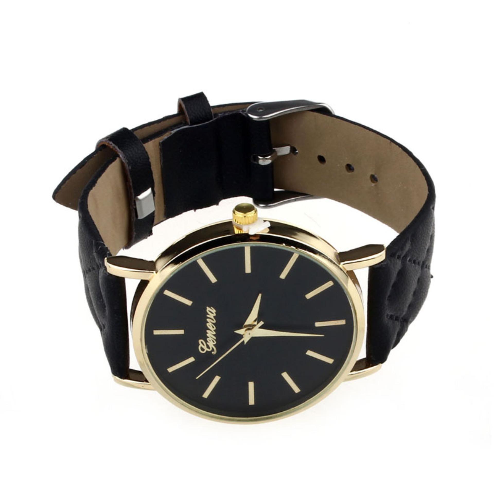 Geneva Jam Tangan Fashion Wanita Korea  -Hitam-