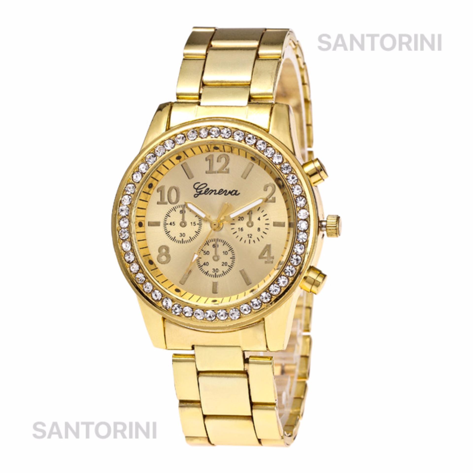 Geneva Jam Tangan Wanita Analog Diamond Fashion Casual Lady Wrist Watch - GOLD