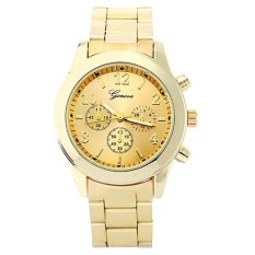 GENEVA Jam Tangan Wanita Analog Fashion Casual Women Strap Stainless Steel Wrist Quartz Watch - Gold