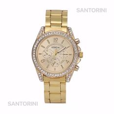 GENEVA Jam Tangan Wanita Analog Fashion Women Diamond Strap Stainless Steel Quartz Wrist Watch - GOLD