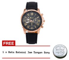 Geneva - Jam Tangan Wanita dan Pria - Hitam - Strap Kulit - TPT4122705BLACK