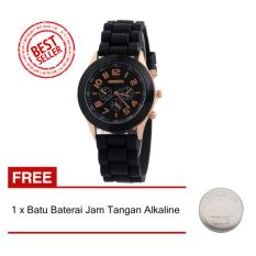 Geneva - Jam Tangan Wanita - Hitam - Strap Karet - KRT1025HTM1