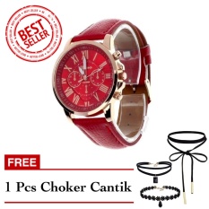 Geneva Free Choker Cantik - Jam Tangan Wanita - Merah - Strap Kulit - TPT4122705RED FREE CHOKER