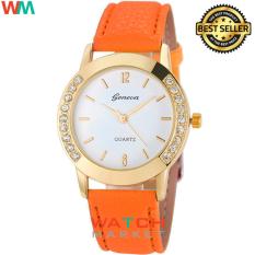 Geneva - Jam Tangan Wanita - Orange Gold - Strap Leather - 003