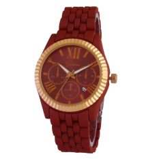 Geneva Premium Classic Ceramic 0775 Wine - Jam Tangan Wanita - Korea Style - Stainless - Merah