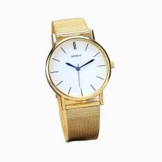 Geneve Fashion Wanita Jam Tangan Stainless Steel Band Kuarsa Jam Tangan Emas