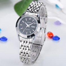 GETEK Women Waterproof Stainless Steel Quartz Wrist Watch (Black)