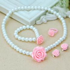 Girls Kid Bentuk Bunga Mutiara Perhiasan Set-Intl