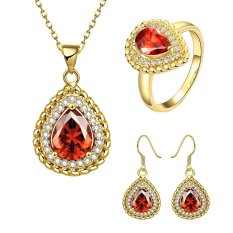 Glisten Hook Eardrop Kuningan Wanita Zirkon Emas Plated Earrings Kalung Cincin dengan Air DROP