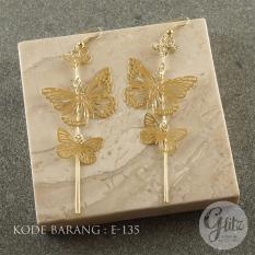 Glitzaksesoris - E-135 - Anting Panjang Juntai Emas Kupu-Kupu