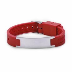 GM001 Power Silicone Wristband 4 In 1 Bio Elelents Energi Magnetik Gelang For Men Wrist Band Menjaga Keseimbangan Gelang (merah) -Intl