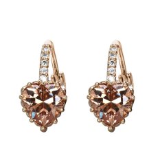 Emas Kristal Hati Bentuk With Zircon Earrings Kuning