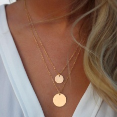 Emas Infinity Charm Simple Double Layers Chain Sequins Pendant Kalung-Intl