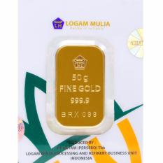 Gold Logam Mulia Antam 50 Gram (Kemasan New Press) - 24 Karat Sertifikat Resmi Antam - Emas Asli - Bergaransi - Istimewa - Cetakan Terbaru Tahun 2017 - Gratis Voucher Carrefour Senilai Rp1.000.000